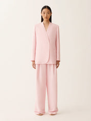 Long jacket in fluid linen and viscose