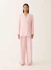 Long jacket in fluid linen and viscose