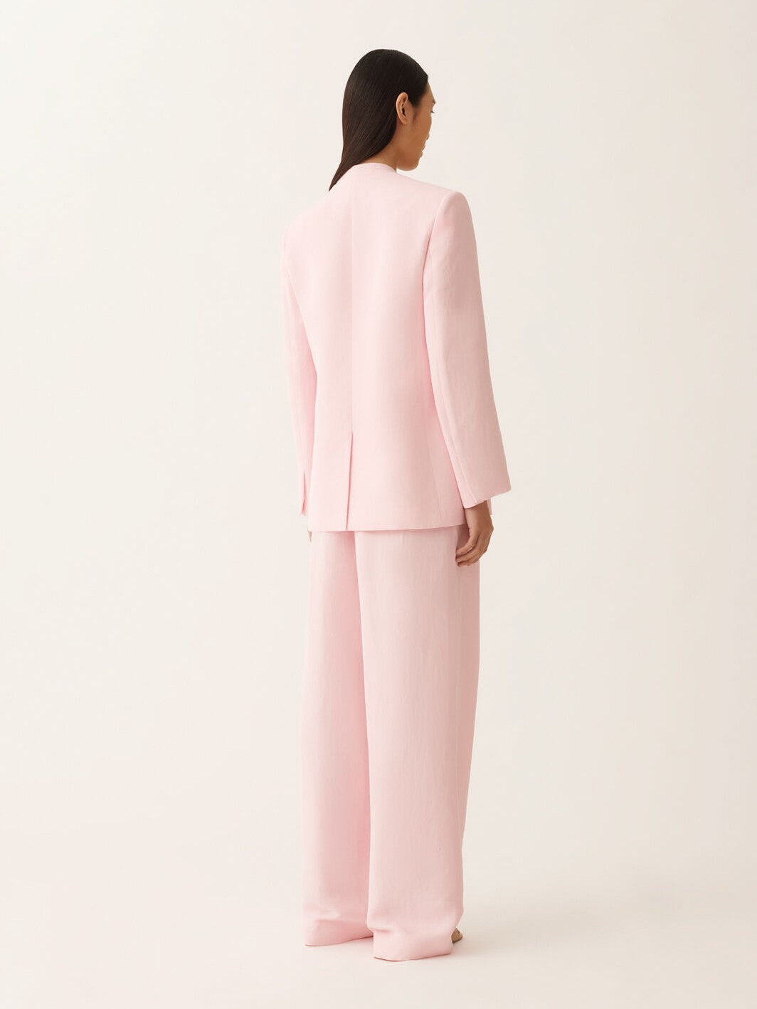 Long jacket in fluid linen and viscose