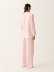 Long jacket in fluid linen and viscose