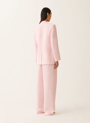 Long jacket in fluid linen and viscose