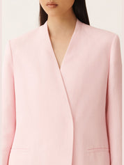 Long jacket in fluid linen and viscose