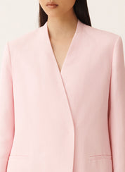 Long jacket in fluid linen and viscose