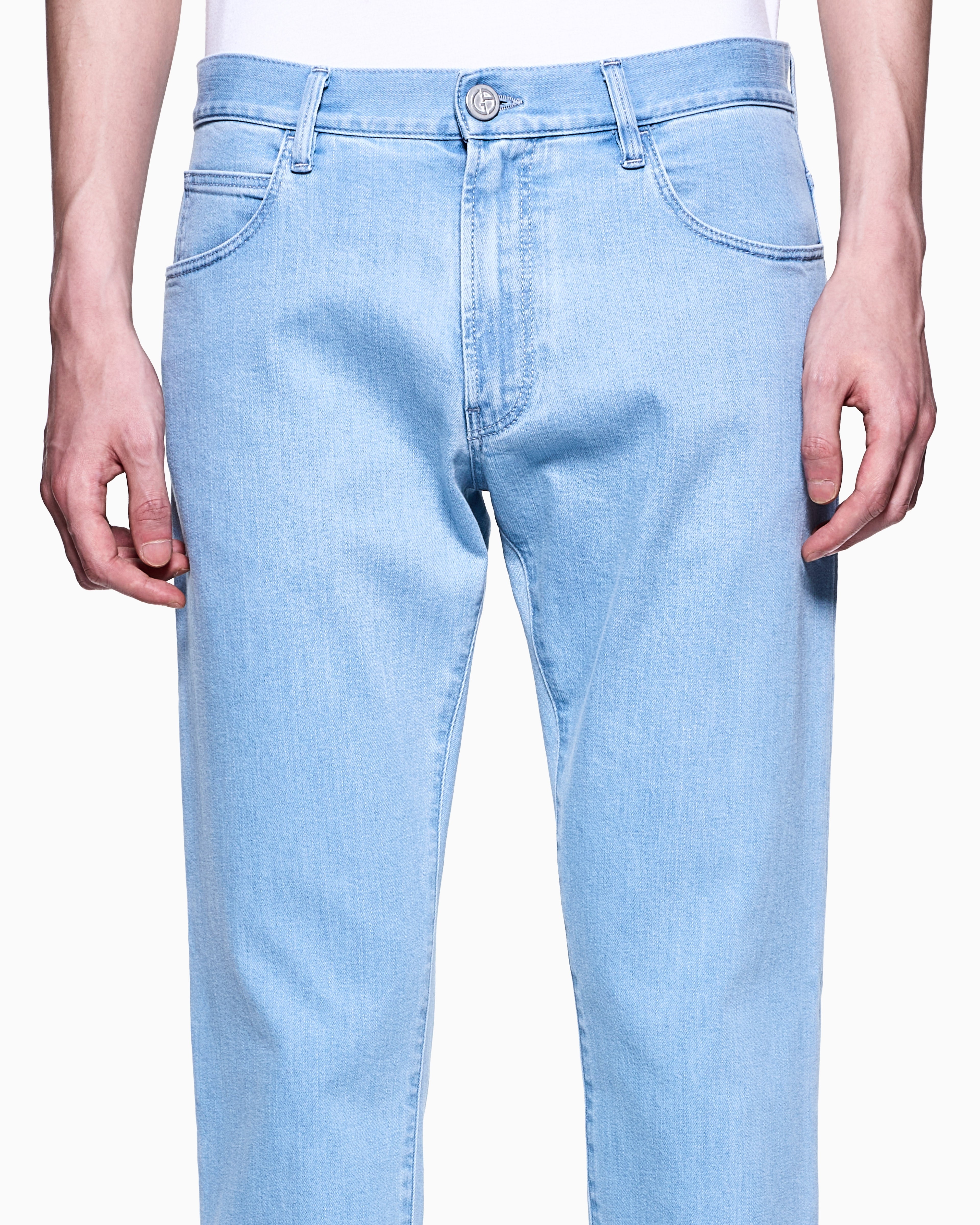 Five-pocket, regular-fit, stretch cotton-denim trousers