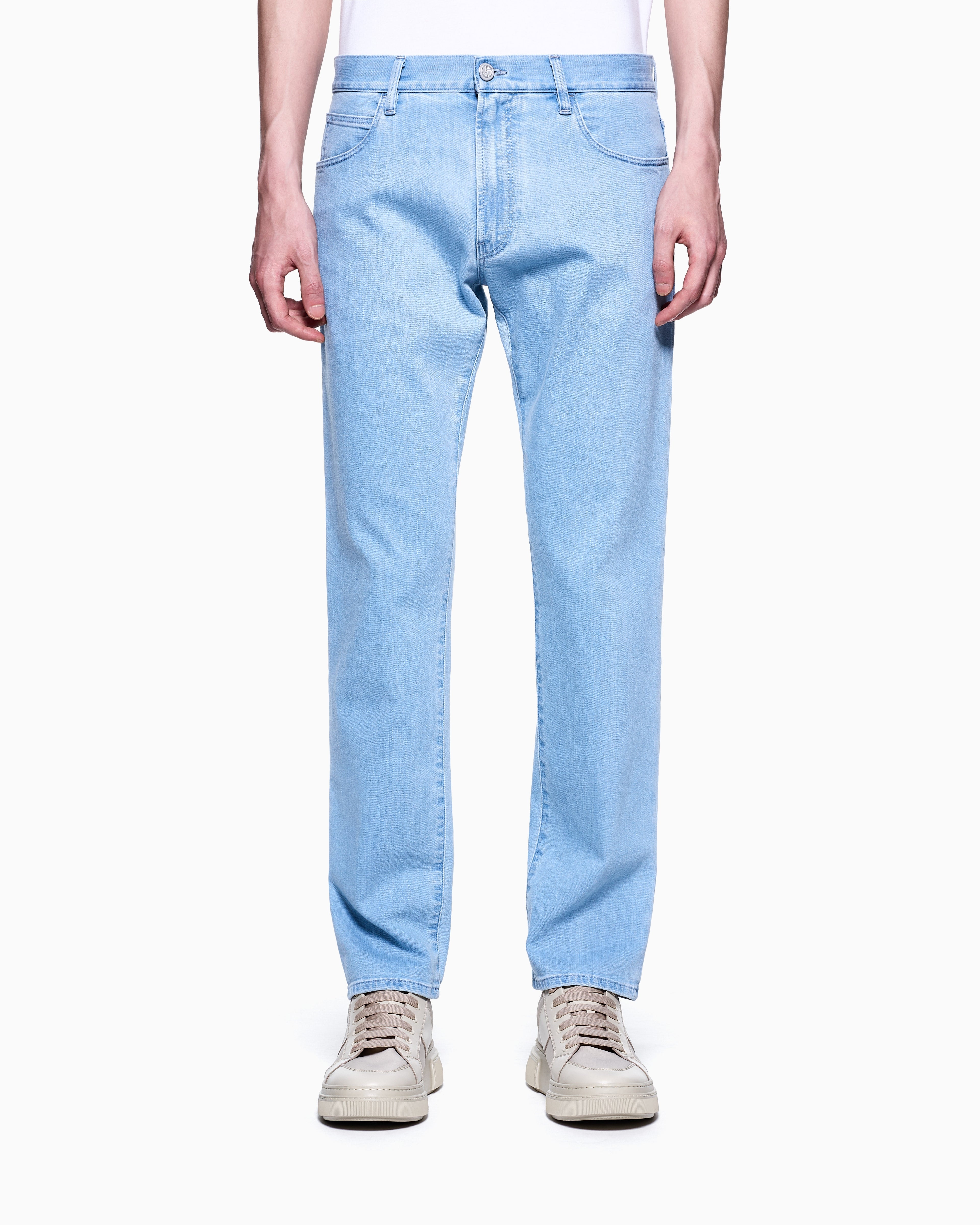 Five-pocket, regular-fit, stretch cotton-denim trousers