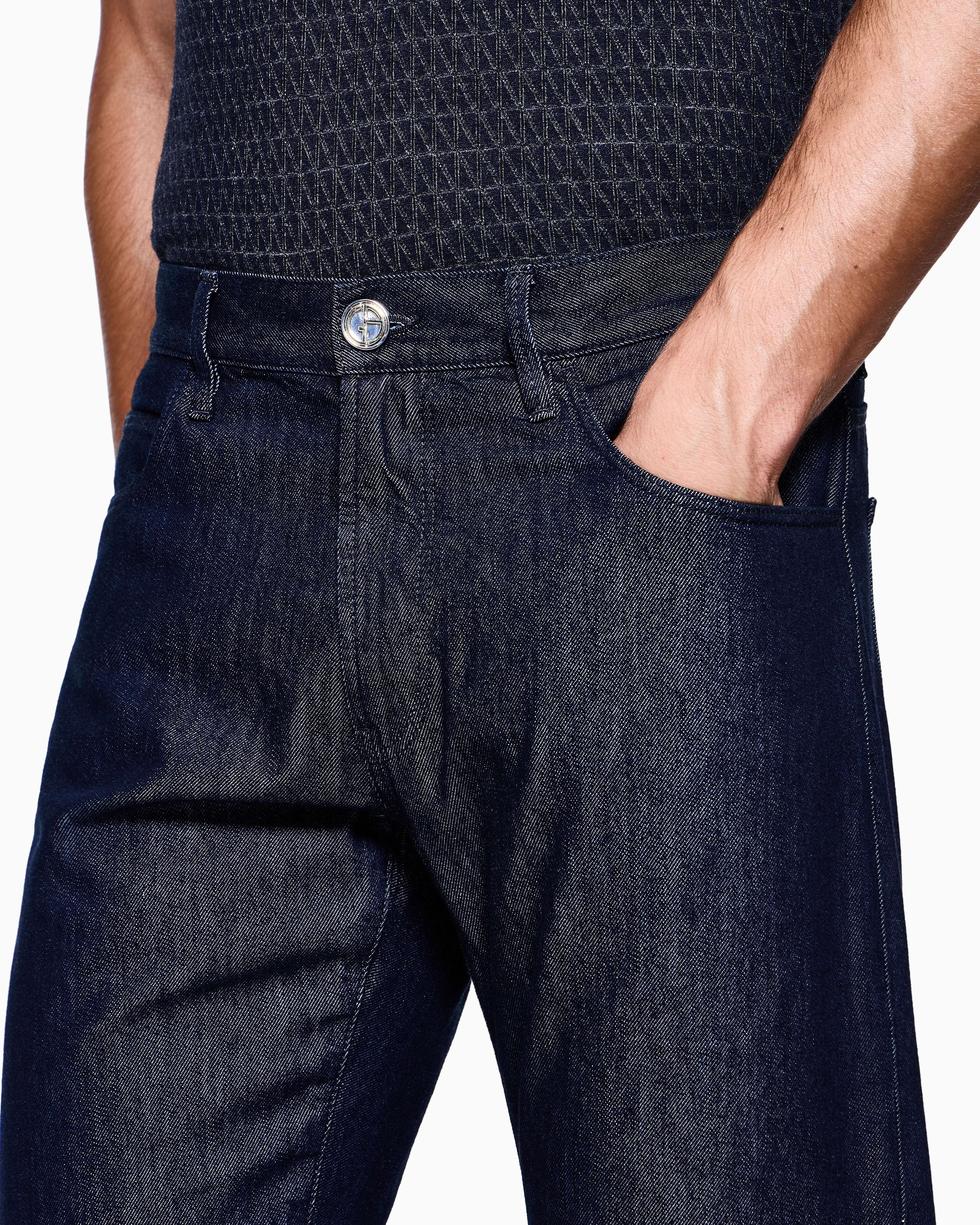 Regular-fit five-pocket trousers in silk and luxury cotton twill