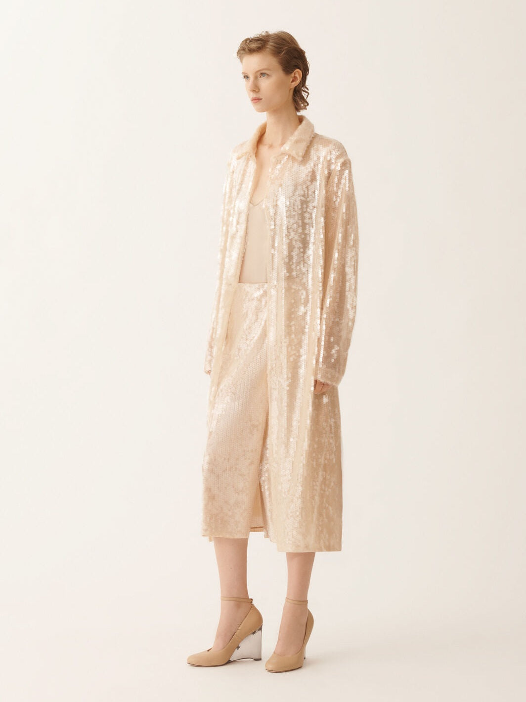 Liquid sequin wrap skirt