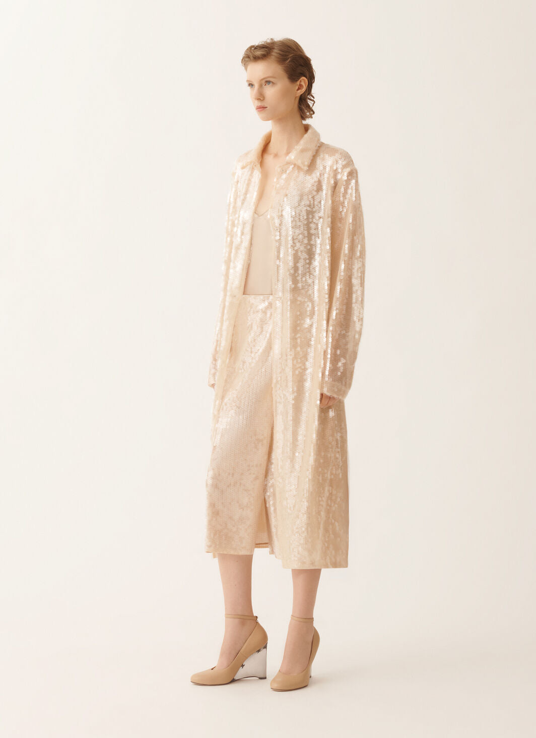 Liquid sequin wrap skirt