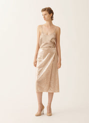 Liquid sequin wrap skirt