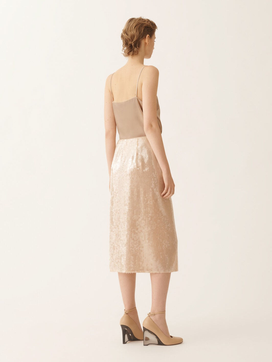 Liquid sequin wrap skirt