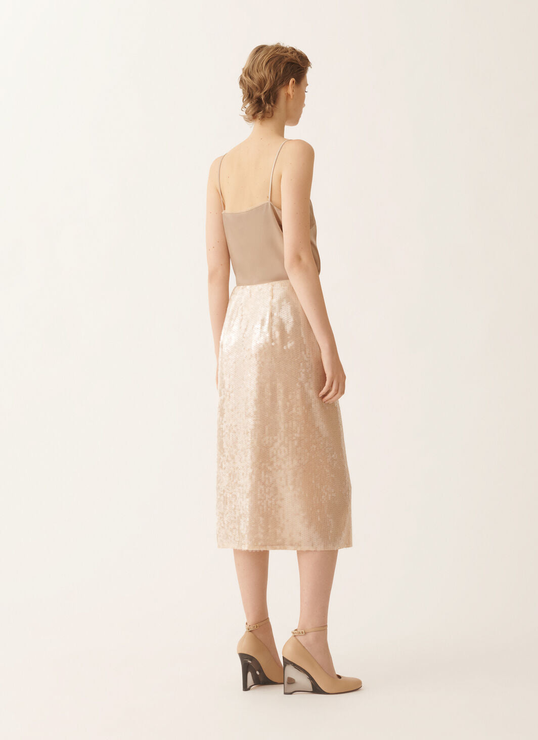 Liquid sequin wrap skirt