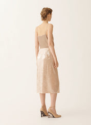 Liquid sequin wrap skirt