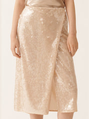 Liquid sequin wrap skirt