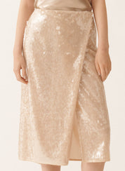 Liquid sequin wrap skirt
