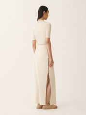 Cotton midi pencil skirt contrast trim and filo diamante