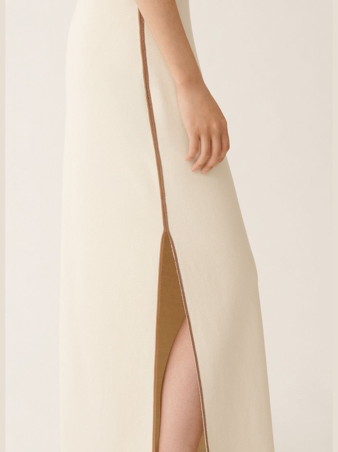 Cotton midi pencil skirt contrast trim and filo diamante