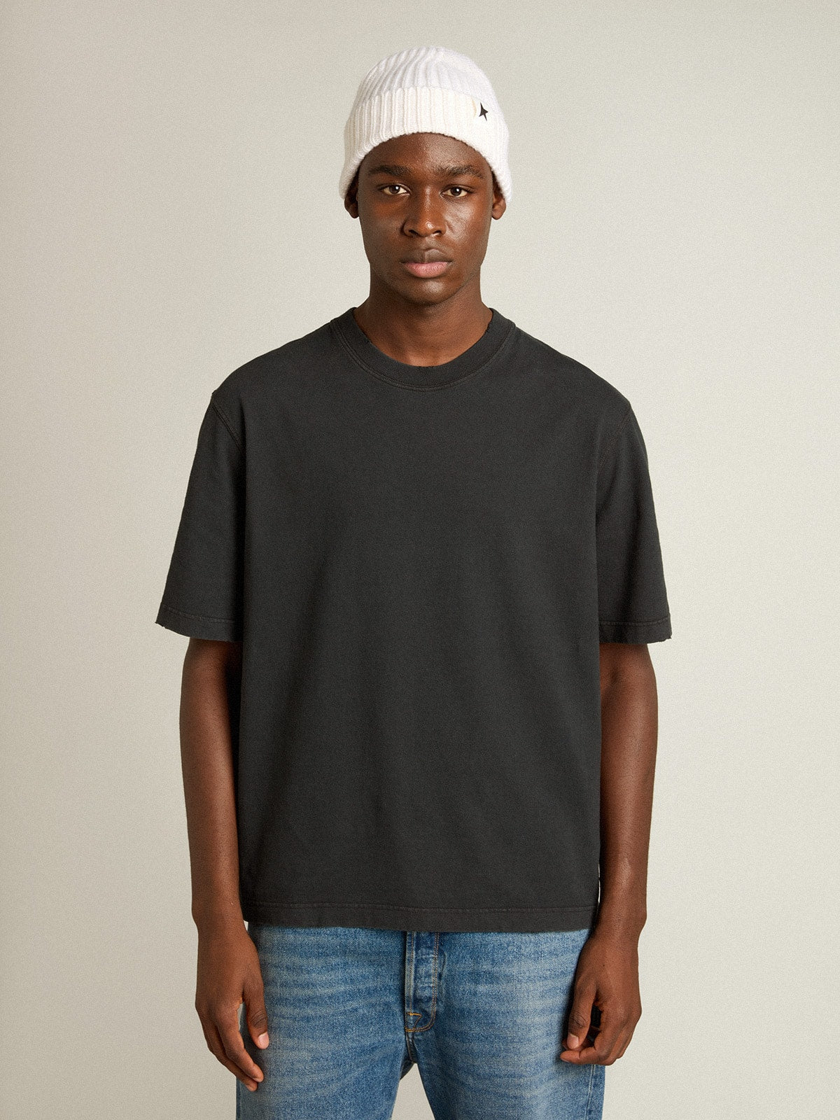 Relaxed fit t-shirt cotton jersey logo patch