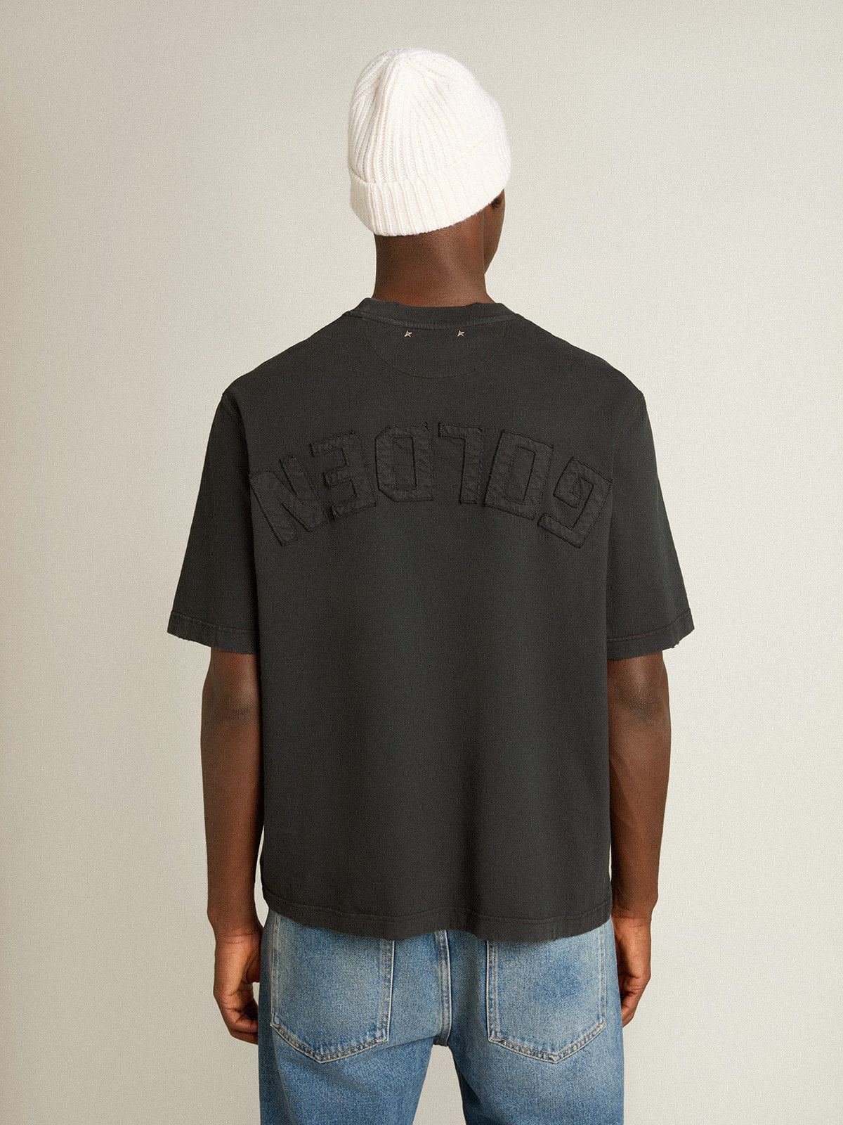Relaxed fit t-shirt cotton jersey logo patch