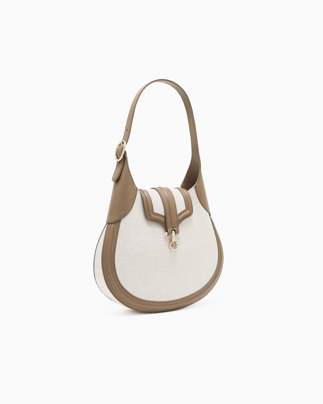 Small hobo bag in canvas and smooth leather