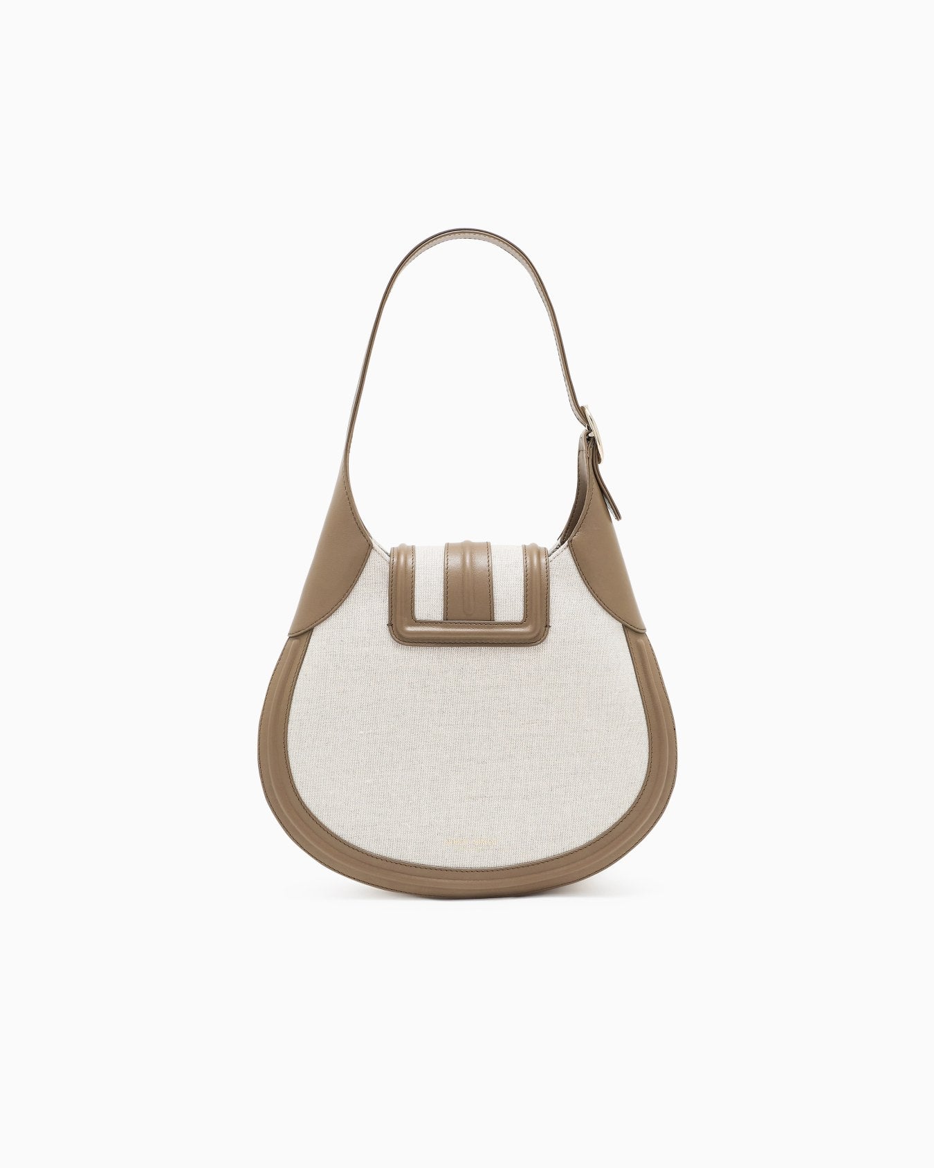 Small hobo bag in canvas and smooth leather