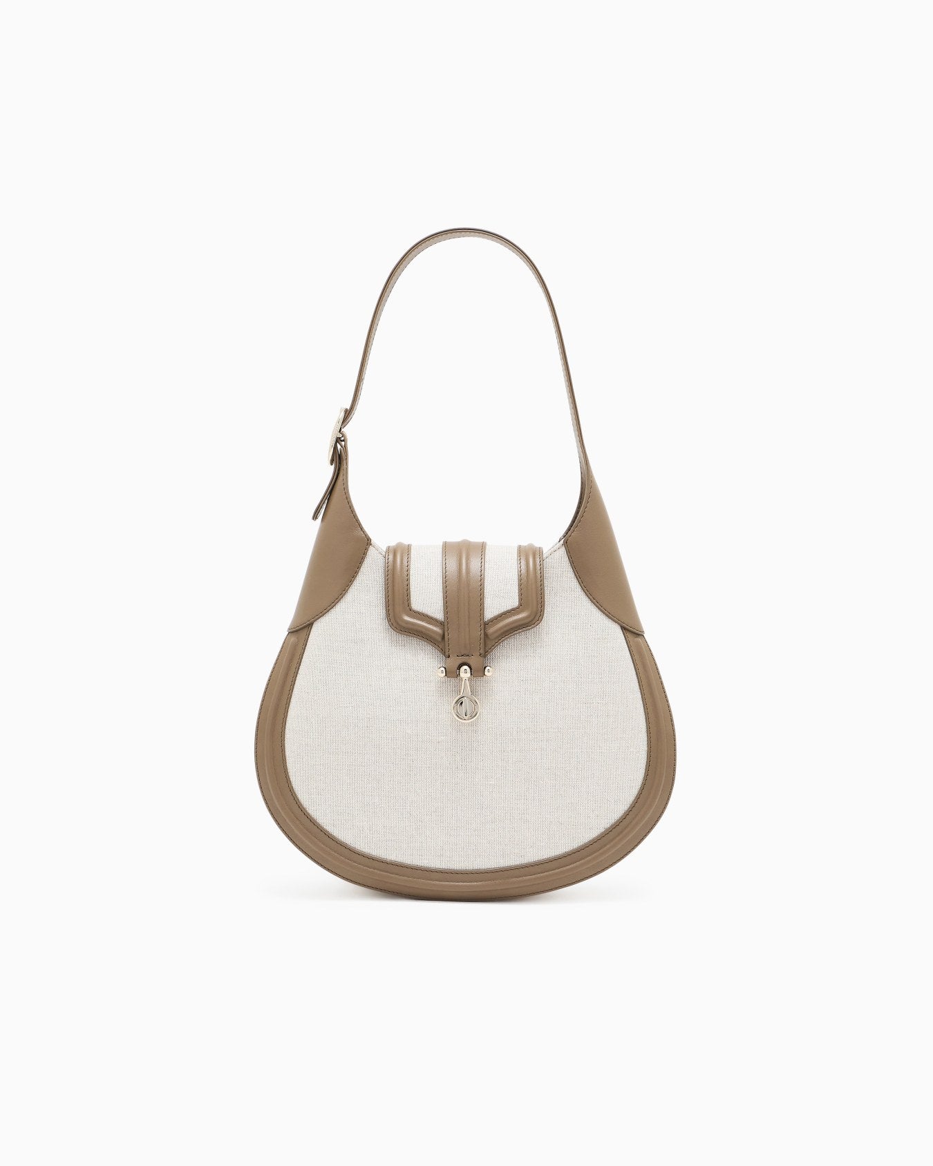 Small hobo bag in canvas and smooth leather