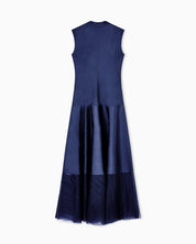 Long dress in scuba and jersey
