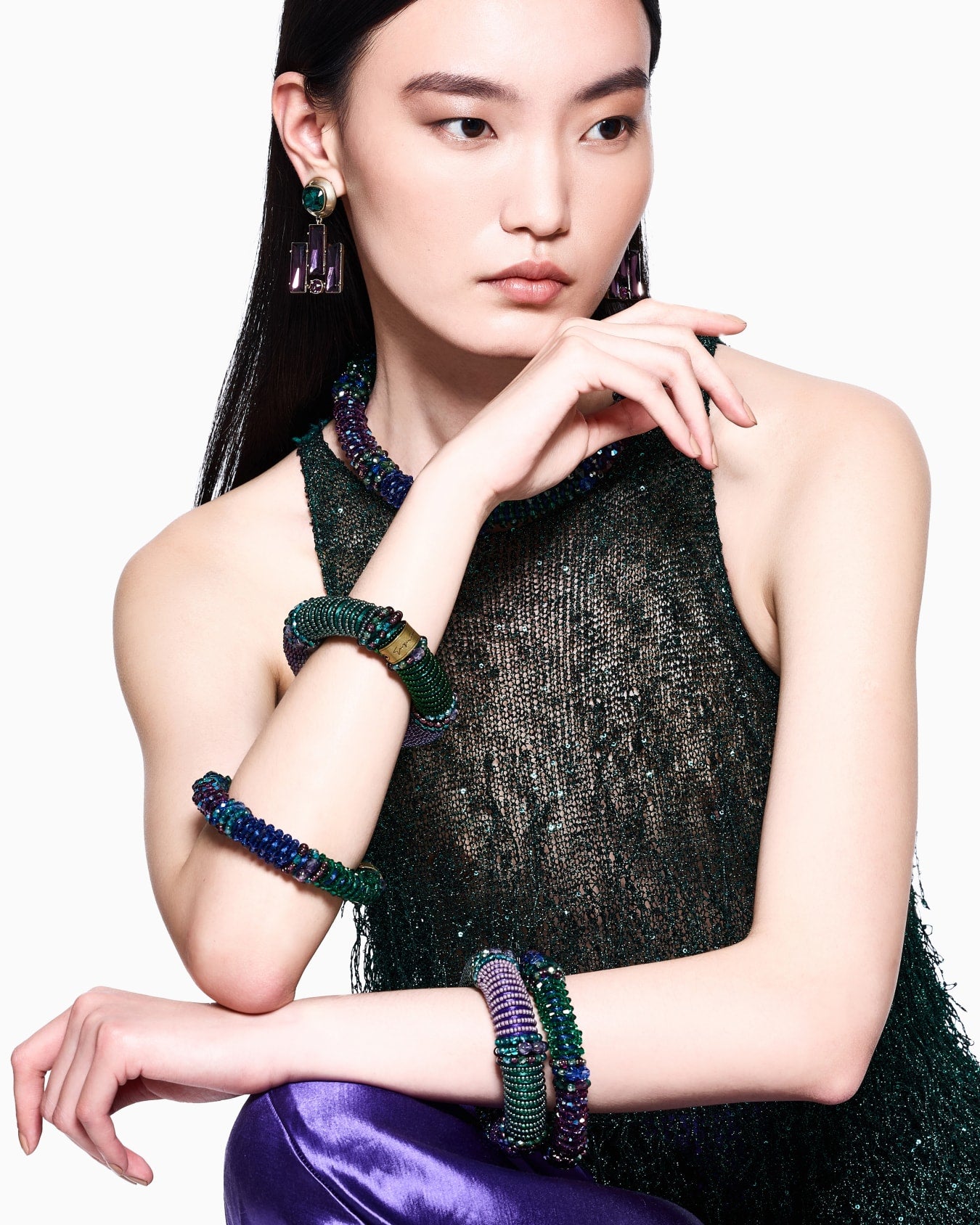 Lurex jersey top with fringes