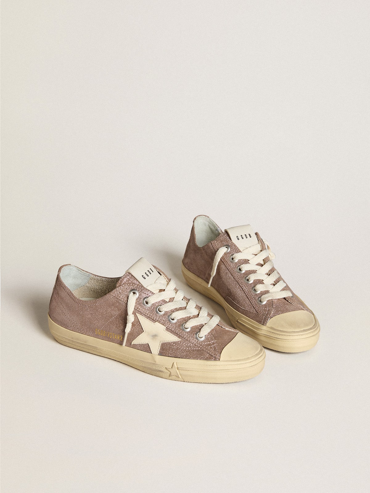 V-Star in light brown metallic suede with cream leather star