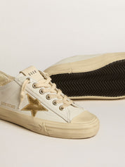 V-Star in white leather with gold metallic leather star