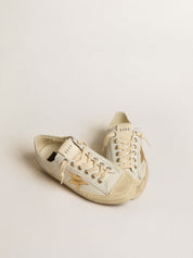 V-Star in white leather with gold metallic leather star