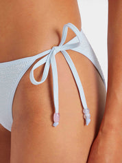 Gina beaded bikini - a metallic crinkle metallic ice blue