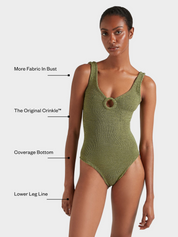 Coverage Celine Swim With Tonal Hoops - Metallic Moss