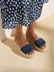 Raffia stripes double sole slides yucatán