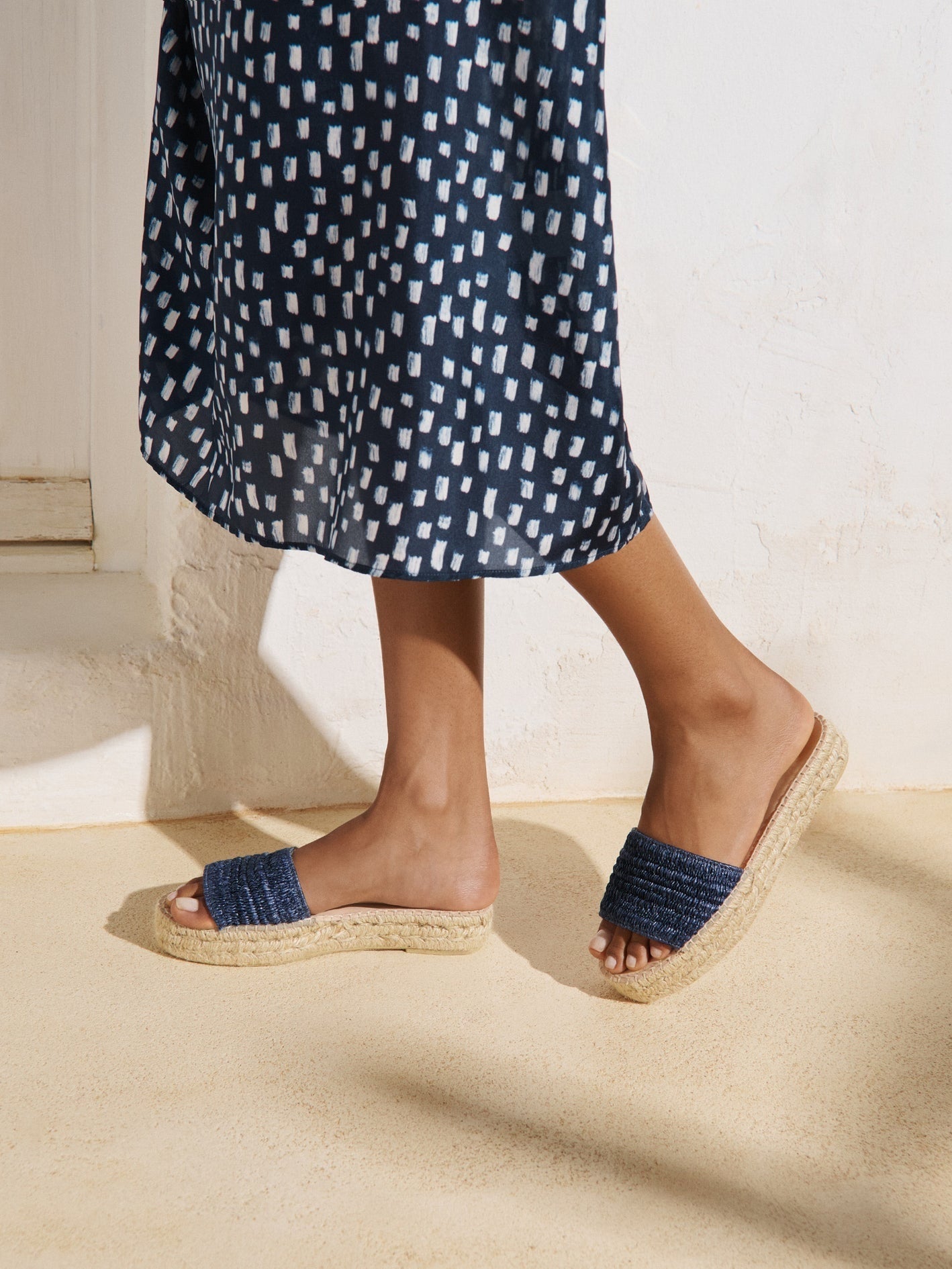 Raffia stripes double sole slides yucatán