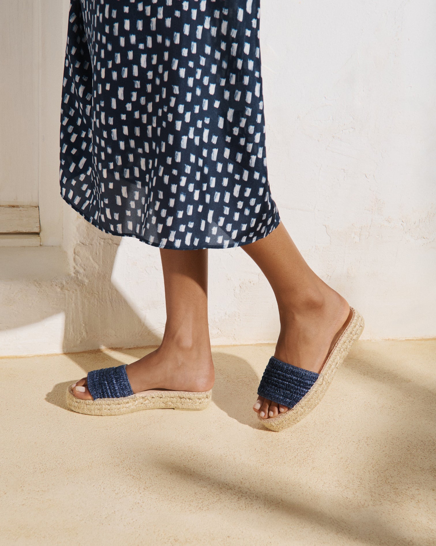 Raffia Stripes Double Sole Slides Yucatán