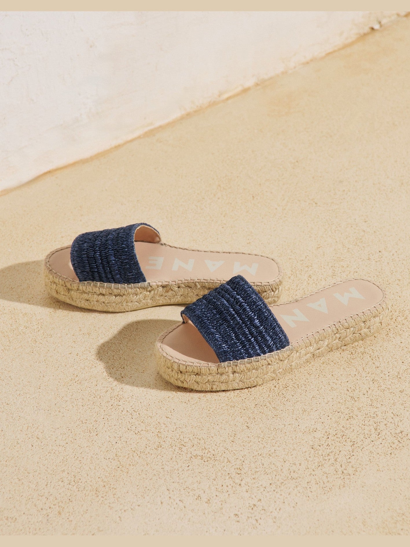 Raffia stripes double sole slides yucatán