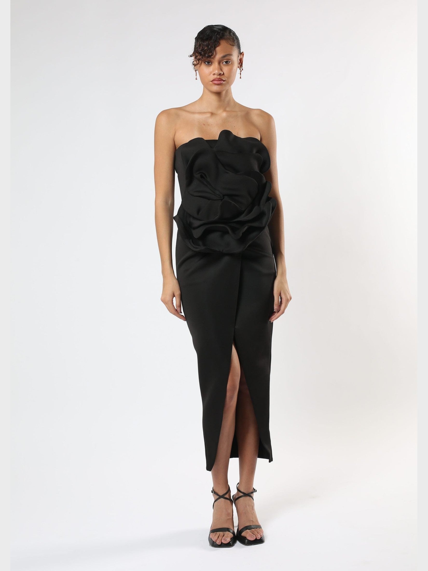 Floral jersey dress – black