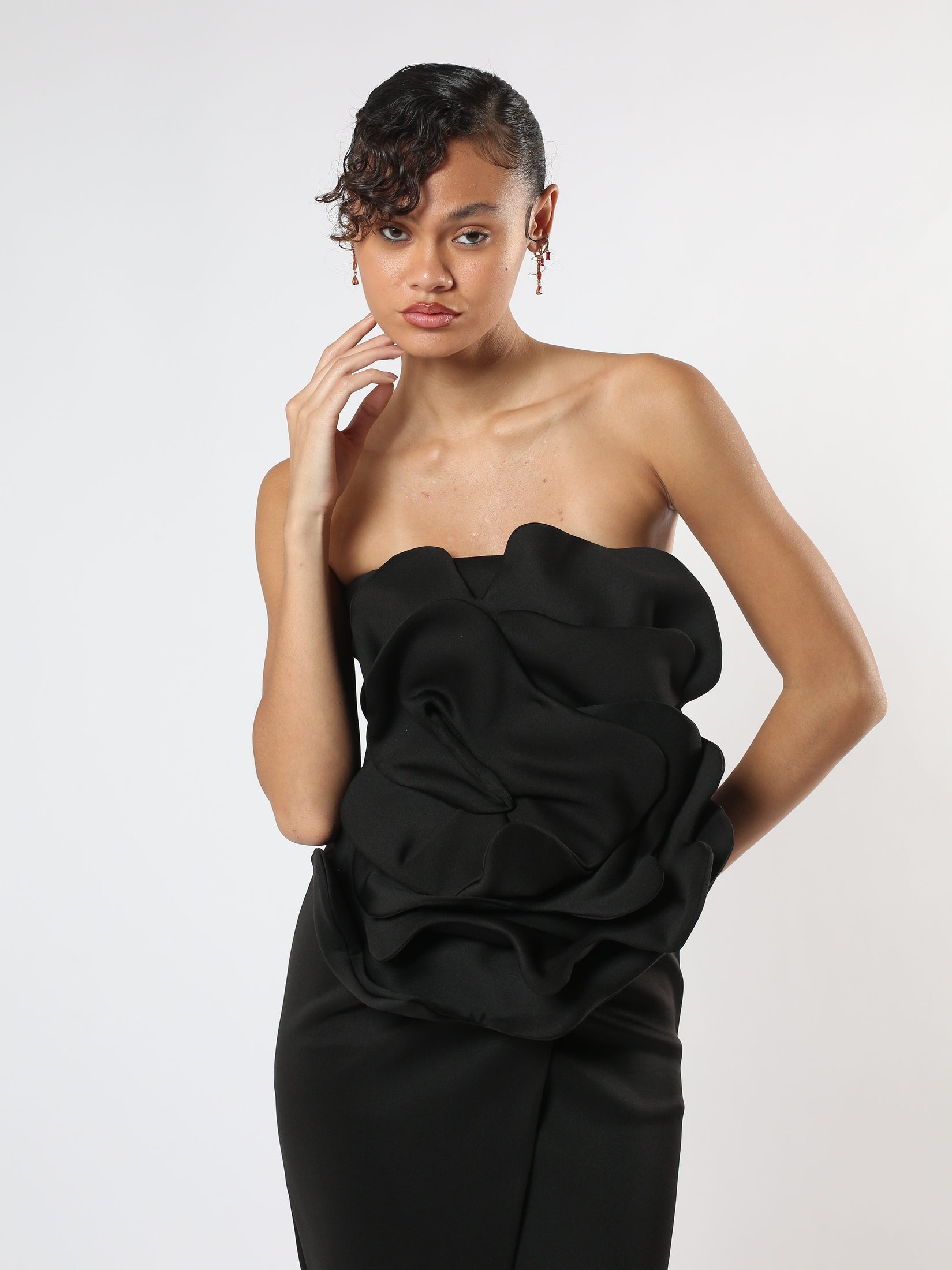 Floral jersey dress – black