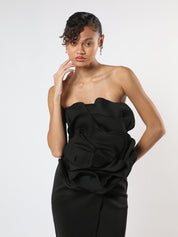 Floral jersey dress – black