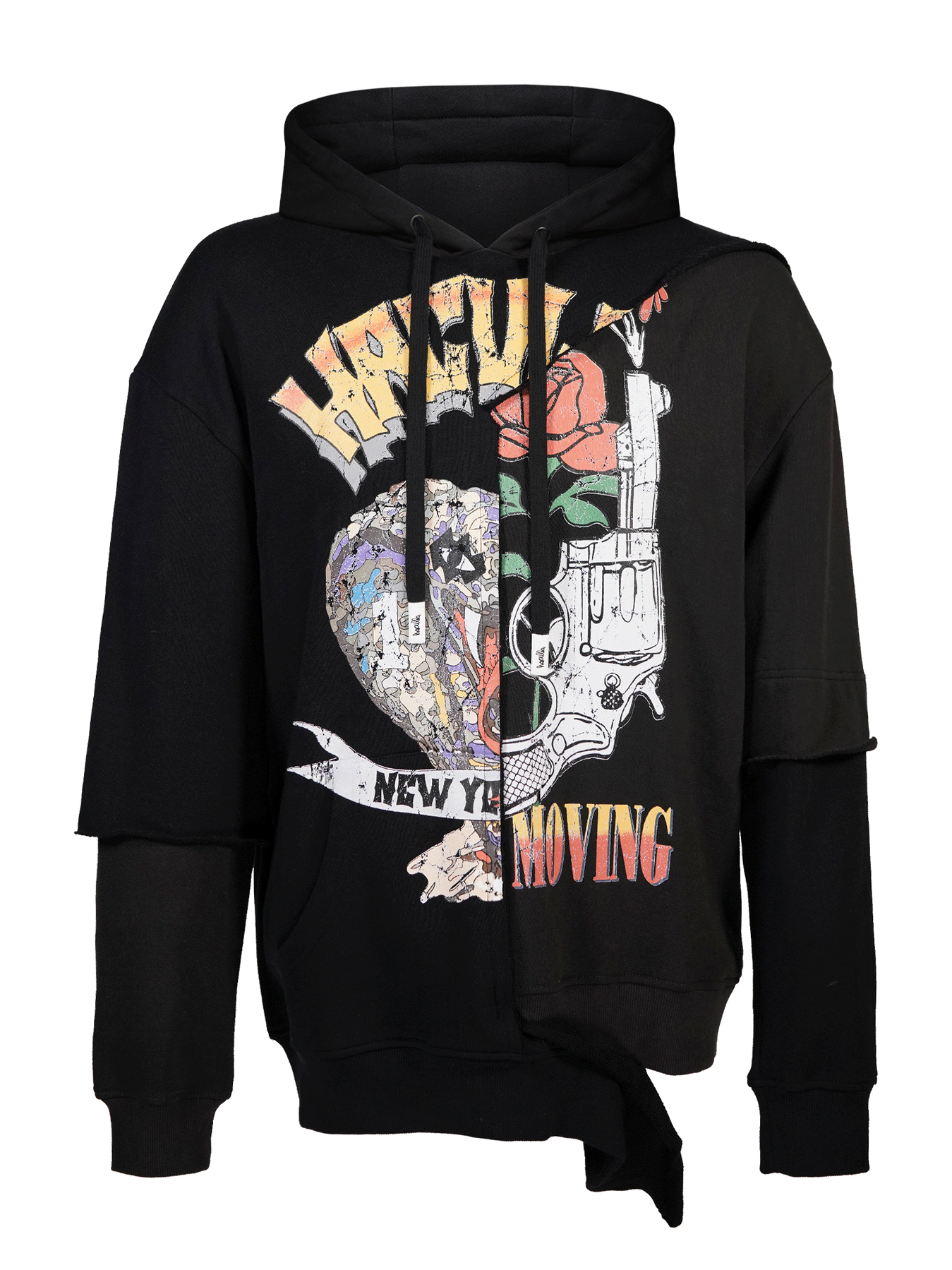 Crown royal paneled asymmetrical hoodie