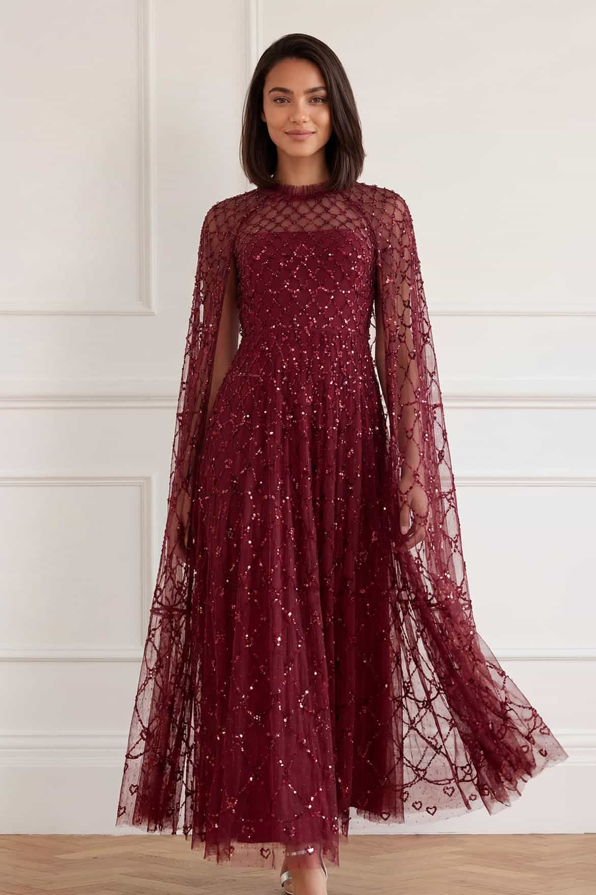 Heart lattice ankle gown