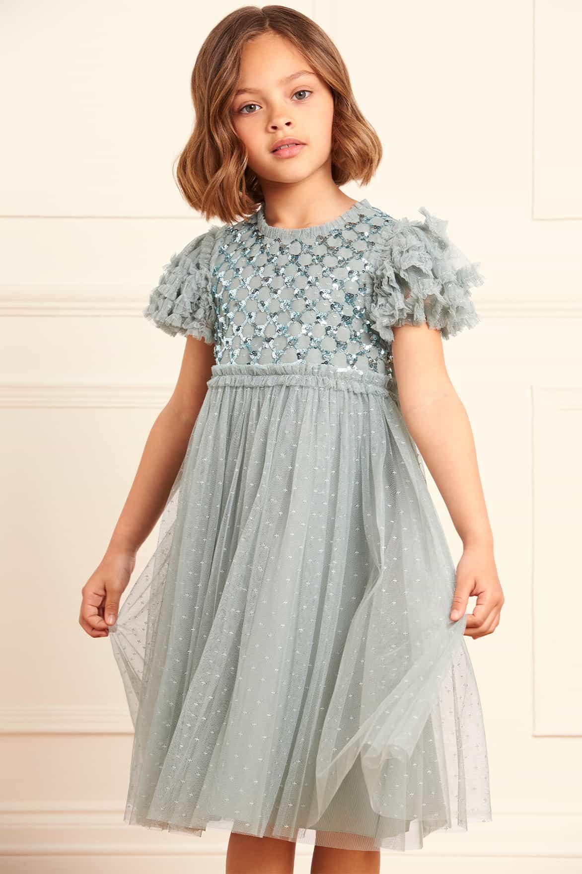 HEART LATTICE BODICE KIDS DRESS