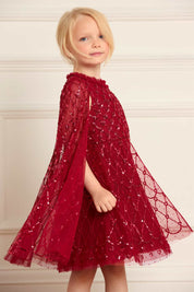 Heart Lattice Cape Kids Dress