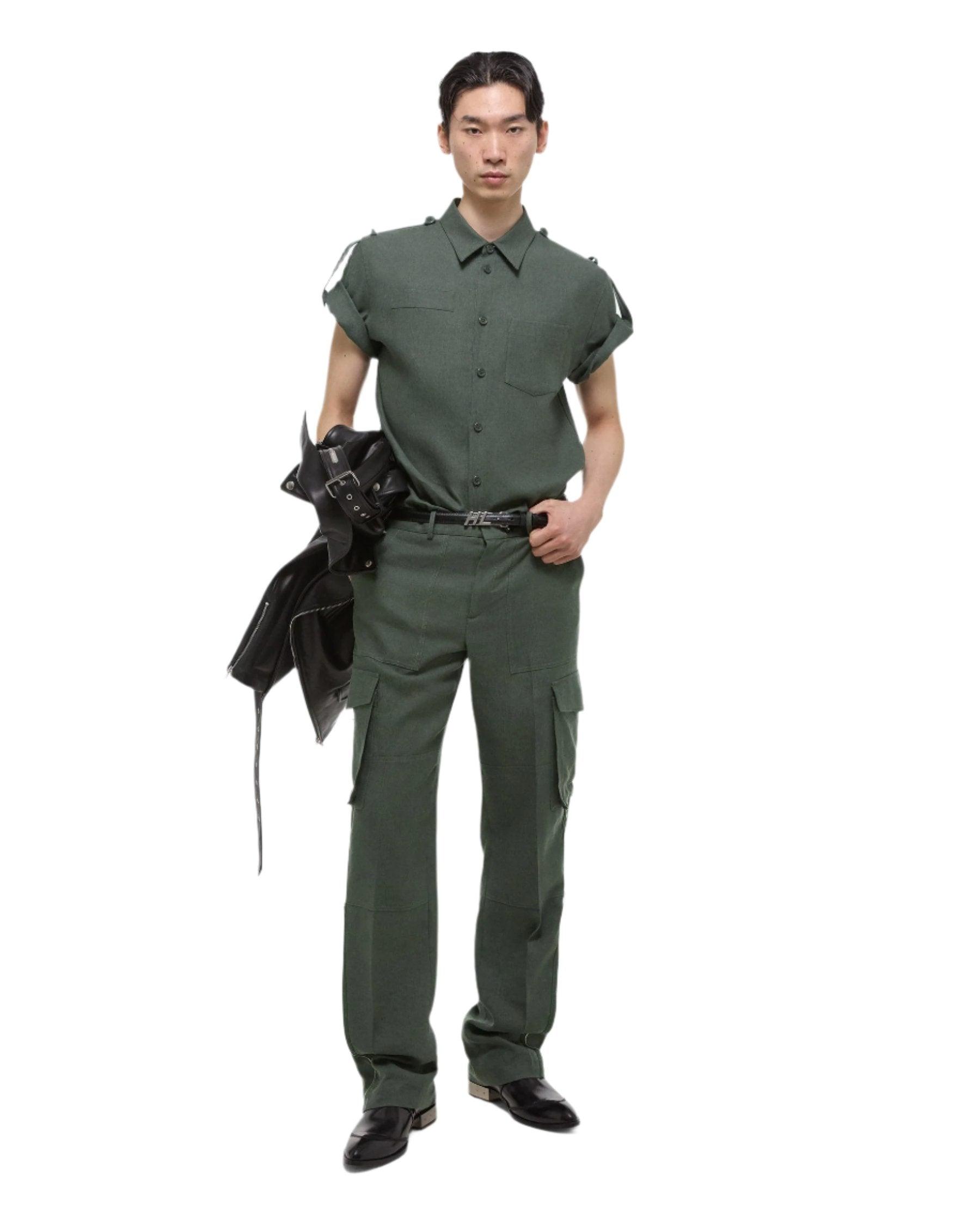 قميص الكتان بكتافيات بلون غرافيت