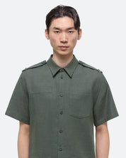 قميص الكتان بكتافيات بلون غرافيت