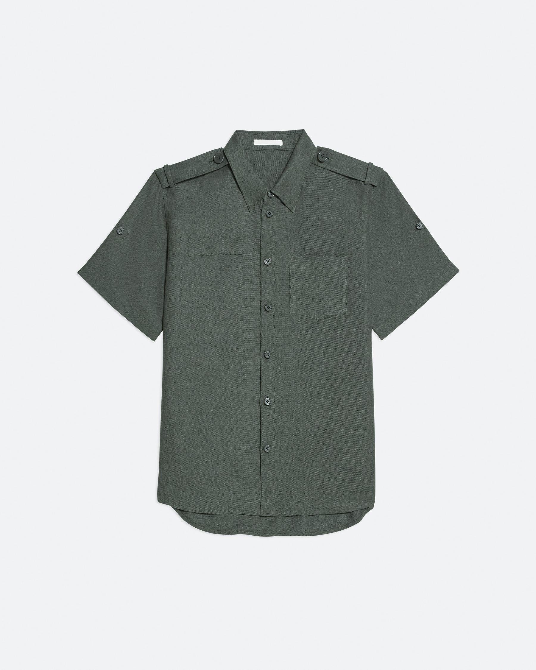 قميص الكتان بكتافيات بلون غرافيت