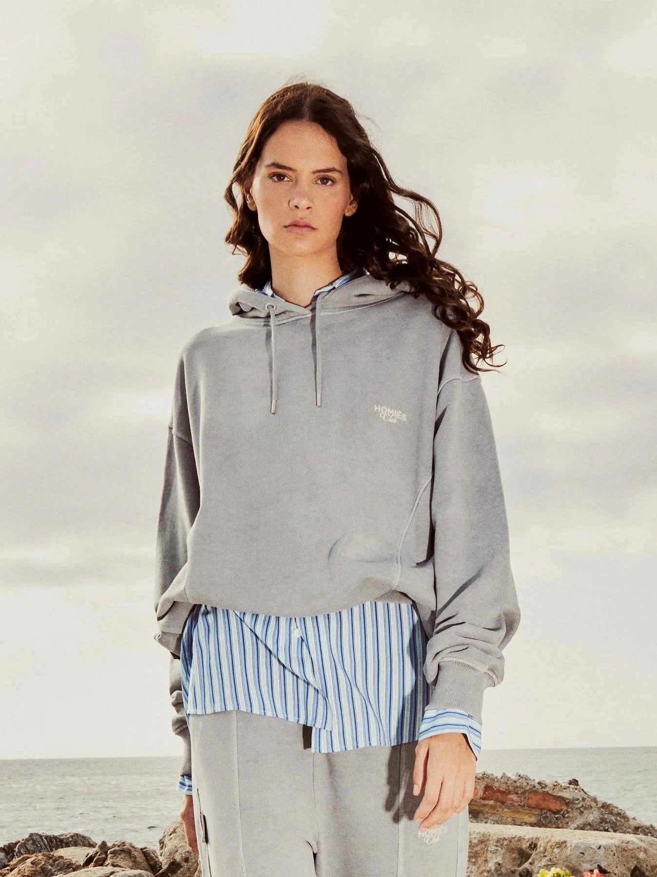 Homies club hoodie vintage light grey