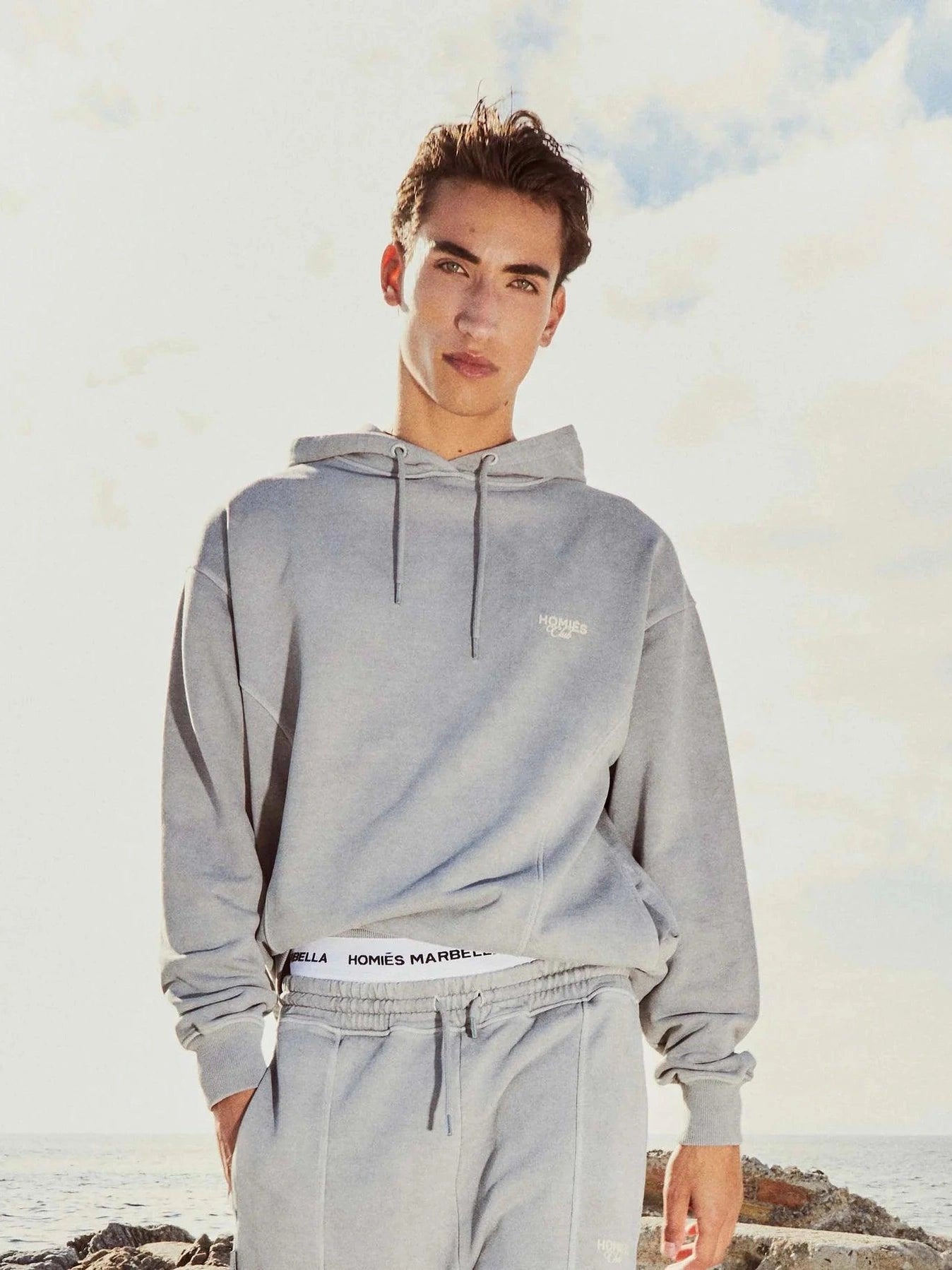 Homies club hoodie vintage light grey
