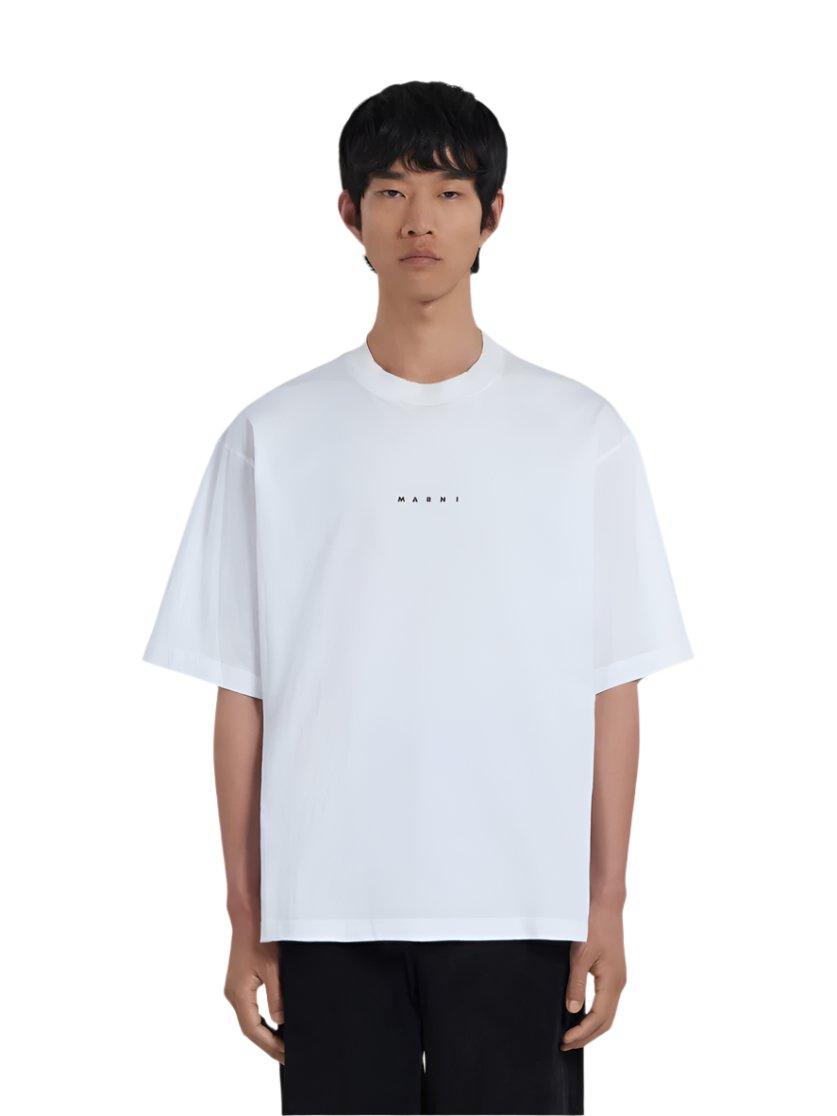 تي شيرت أبيض من القطن العضوي بشعار