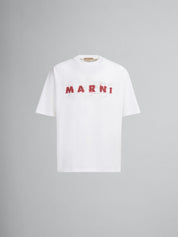 تيشيرت أبيض من القطن العضوي بشعار مارني المجعد